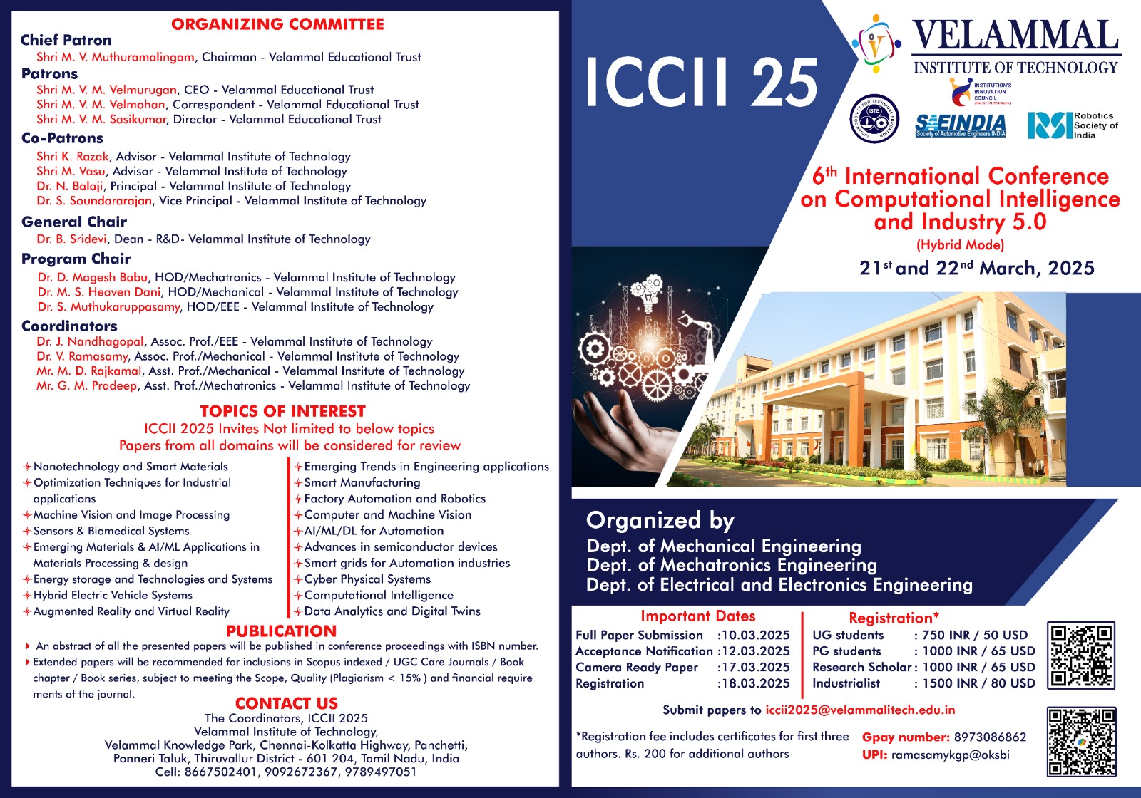 ICCII 25-International Conference on Computational Intelligence and Industry 5.0 (HYBRID MODE)